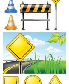 Roadblock Signs Vector