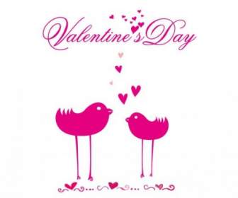 Romantic Card With Birds In Love