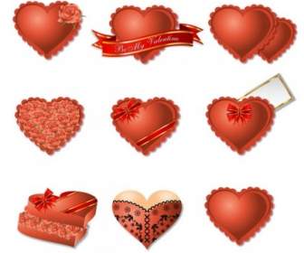 Berbentuk Hati Romantis Hadiah Kotak Kemasan Vektor