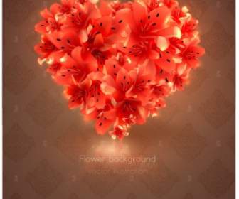 Romantische Herzförmige Blüten Hintergrund Vektor