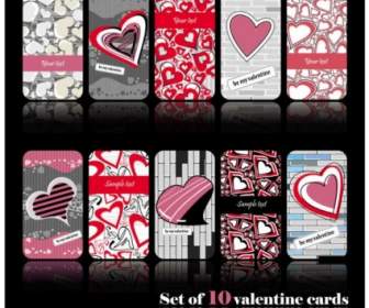 Romantic Heartshaped Pattern Cards Vector