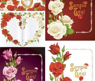 Romantic Roses Greeting Cards Vector