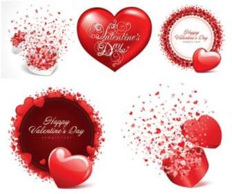 Romantic Valentine Day Cards Vector