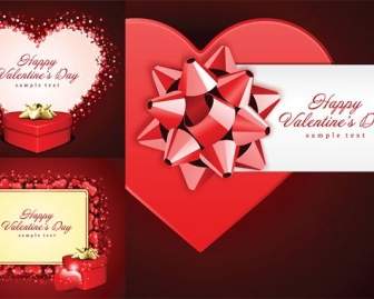 ロマンチックなバレンタインの日ギフト カード ベクトル