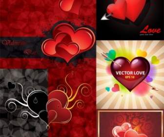 Romantis Valentine Hari Kartu Ucapan Vektor