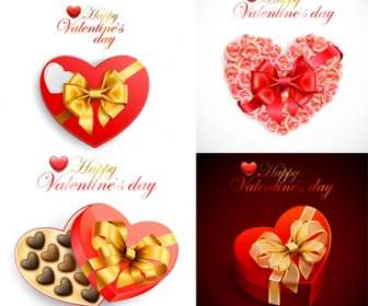 Romantisches Valentine Day Herzförmiger Geschenk Box Vektor