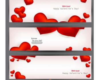 Vetor De Banner Do Valentine39s Romântico Dia Heartshaped Vermelho