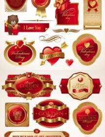 Vettore Di Valentine39s Romantico Giorno Etichetta Rossa