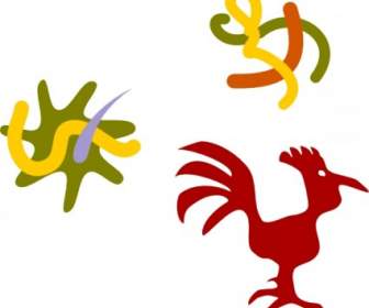 Rooster Star Worms Clip Art