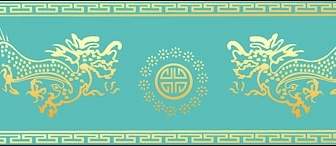 圓龍中國古典花紋向量