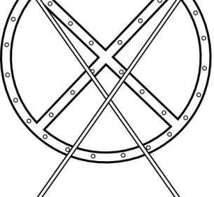 Round Shield And Crossed Spears Clip Art