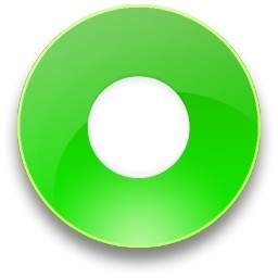 丸みを帯びた緑色のレコード ボタン