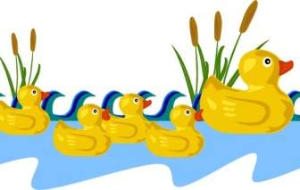 Rubber Duck Family Swimming Clip Art