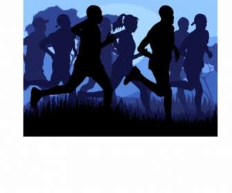 Running Sports Silhouettes Vector