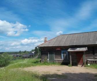 ロシアの建物の丸太小屋