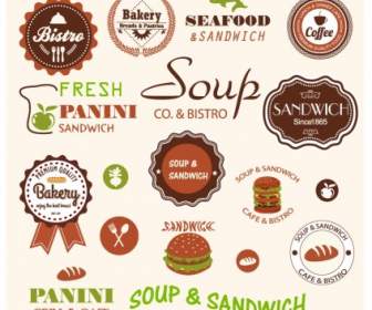 Sandwich Bistro Labels And Icons