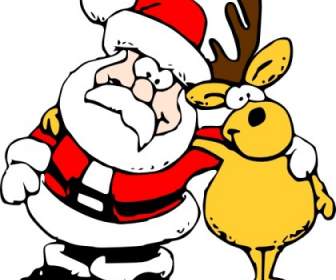 Santa And Reindeer Clip Art