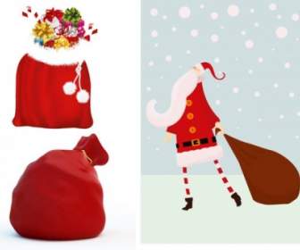 Santa Claus And Gift Bags Vector