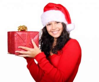 Santa Holding Christmas Gift