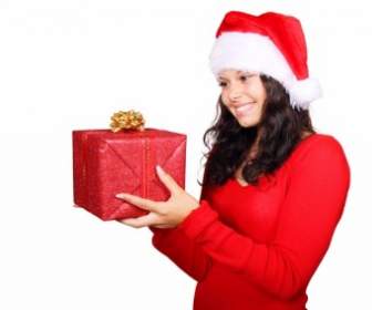Santa Looking At Gift