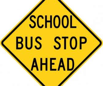 Bus Sekolah Stop Sign Depan Clip Art