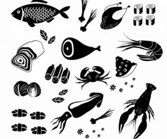 ícones De Frutos Do Mar
