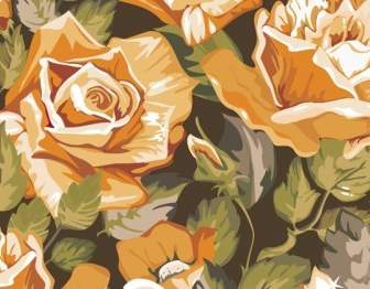 Seamless Retro Roses Pattern
