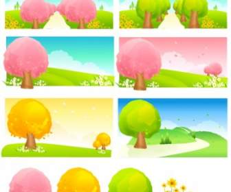 Seasonal Changes Of Trees Vector