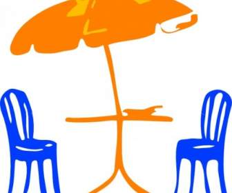 Sitze Mit Regenschirm-ClipArt