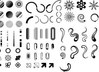 Series Of Black And White Design Elements Vector Simple Graphics