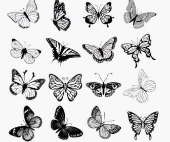 蝶のシルエット ベクトル イラストのセット