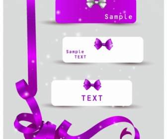 Set Of Card Notes With Beautiful Gift Bows And Ribbons