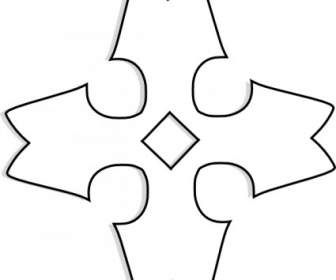 Shaded Heraldic Cross Outline Clip Art