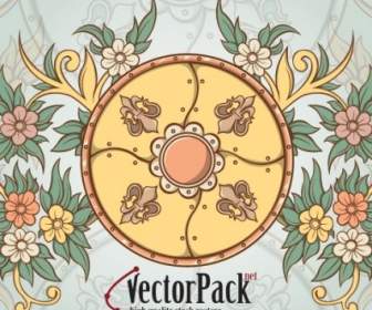 Shield And Floral Vector Element
