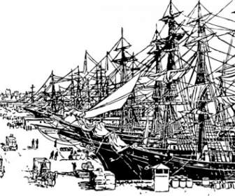 Ships On The Dock Clip Art