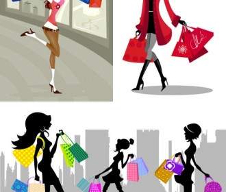 Shopping Fashion Figures Vector