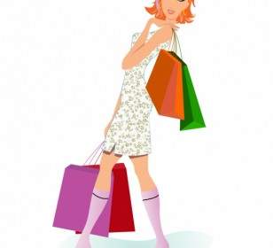 Shopping Mädchen Mit Taschen