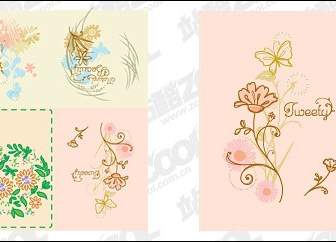 Simple Hand Painted Patterns Vector Material
