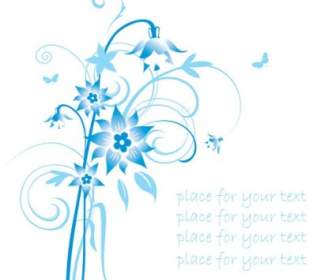 Flores Pintadas A Mano Simple Y Vector De Patrón De Fondo De Texto Azul