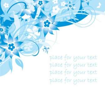 Fleurs Peintes à La Main Simple Et Texte Bleu Fond Motif Vecteur