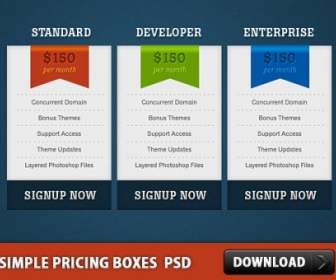 Simple Pricing Boxes Free Psd