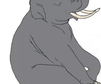 座っている象をクリップアートします。
