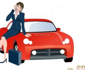 Sitting In The Car Phone Vector
