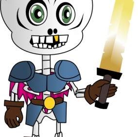 Skeleton Holding Sword Clip Art