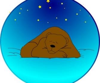 Tidur Beruang Di Bawah Bintang-bintang Lingkaran Clip Art