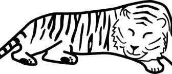 Sleeping Tiger Outline Clip Art