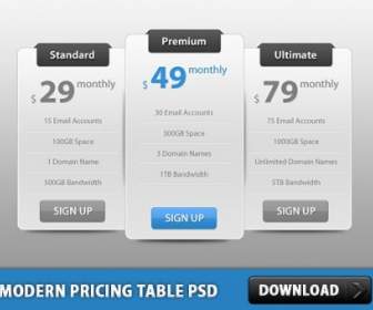 Slick Modern Pricing Table Psd