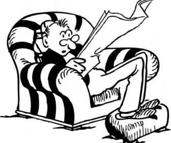 Slouching Man Reading Paper Clip Art
