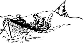 Pequeno Barco A Remos Com Clipart De Pescadores