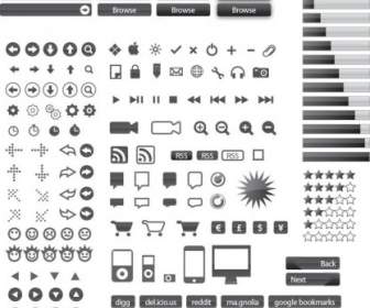 Small Vector Icons And Buttons For Web Design